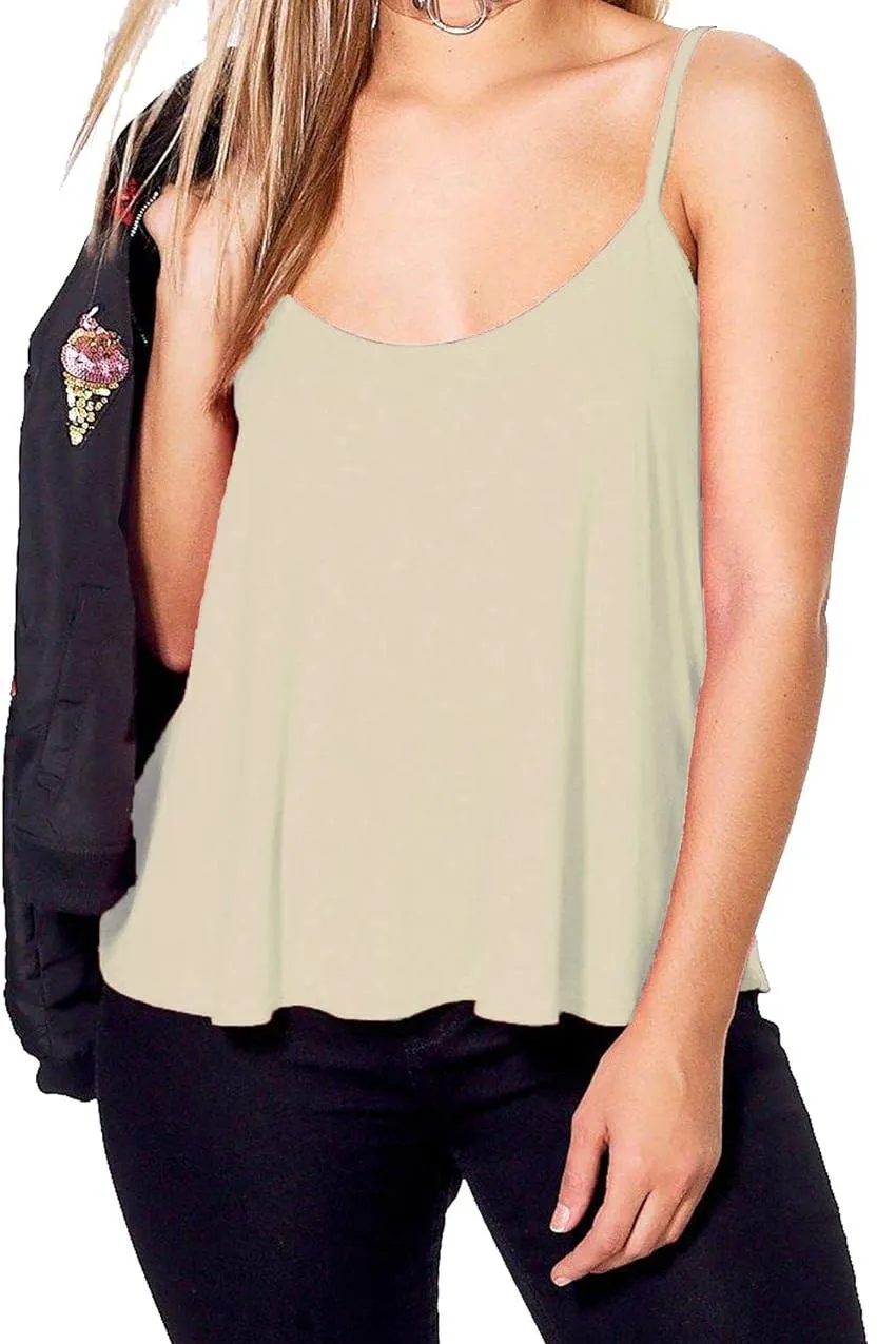 Plus Size Cami Strappy Sleeveless Swing Vest Top