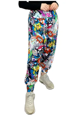 Plus Size Comic Bang Print Harem Trouser