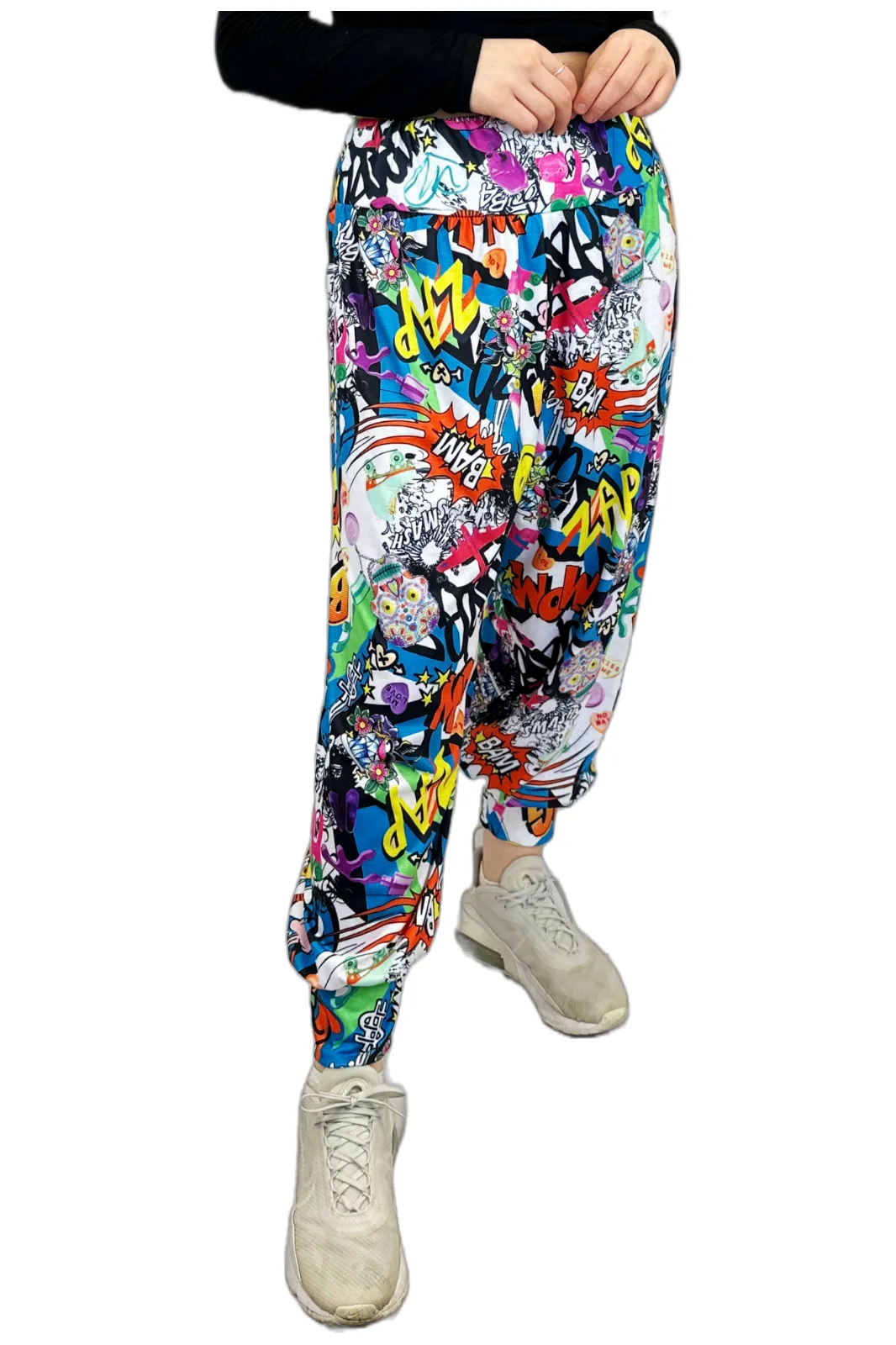 Plus Size Comic Bang Print Harem Trouser