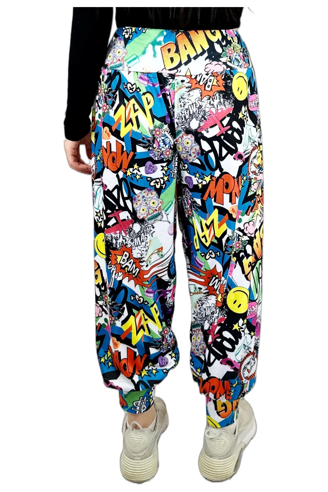 Plus Size Comic Bang Print Harem Trouser
