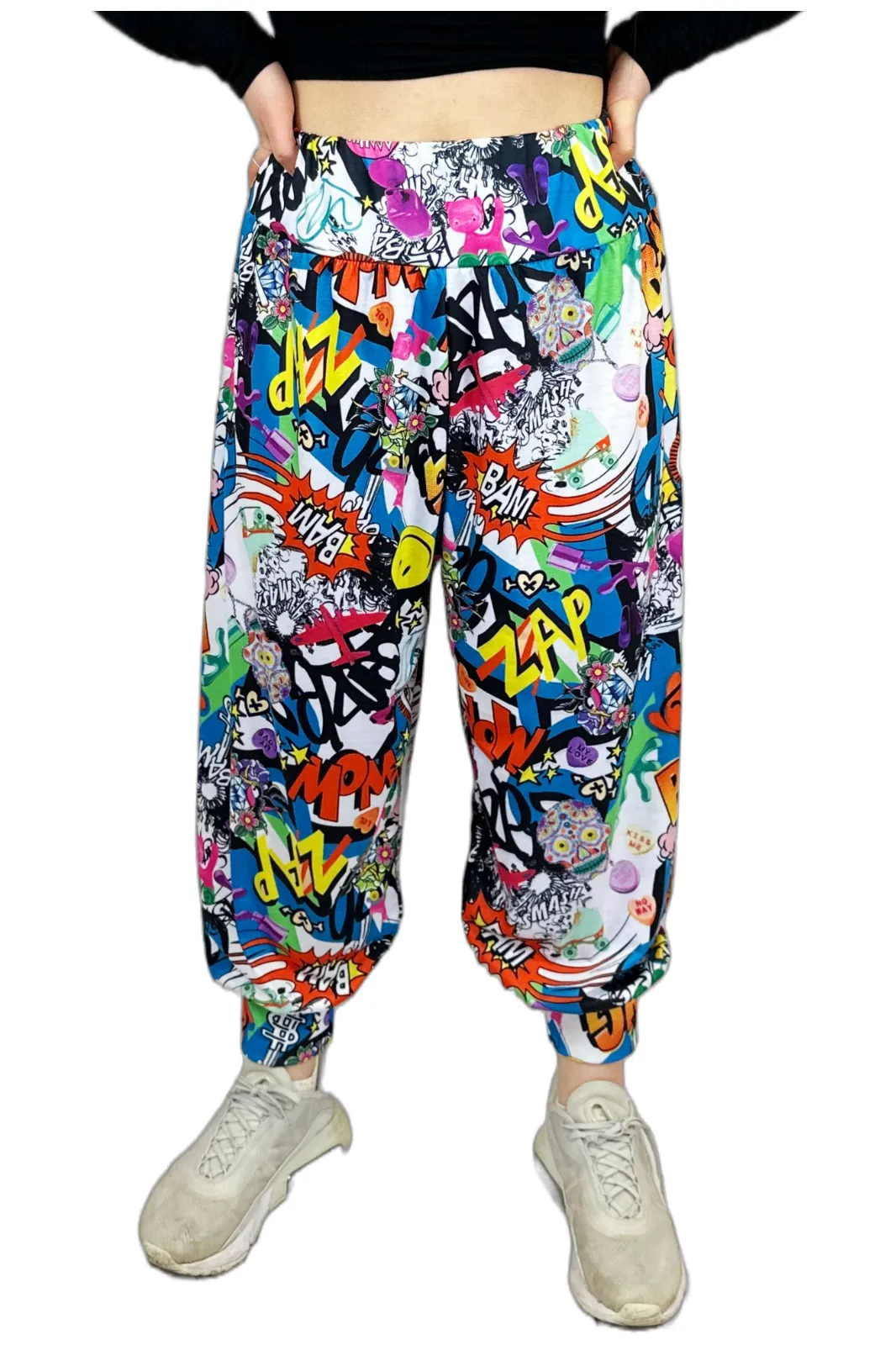 Plus Size Comic Bang Print Harem Trouser