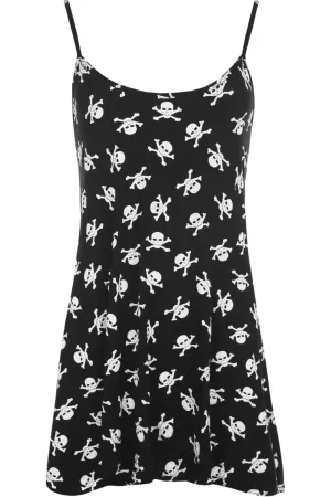 Plus Size Skull Bones Pirate Print Swing Vest Top
