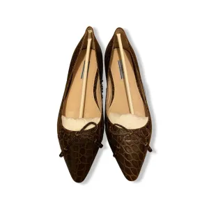 PRADA Brown Leather Pointed-Toe Flats | Size US 6 - EU 36