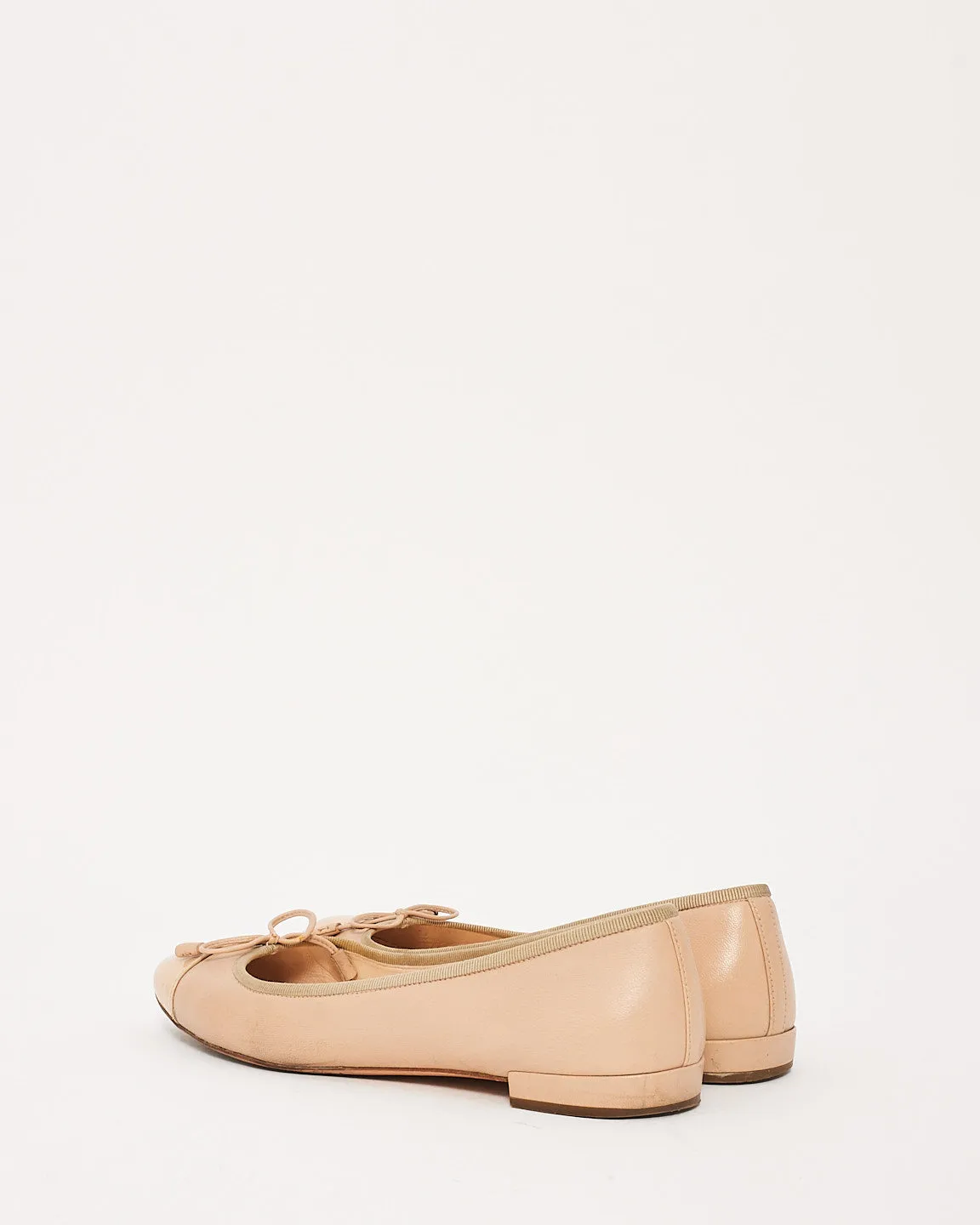 Prada Nude Nappa Leather Ballerina Flats - 37.5