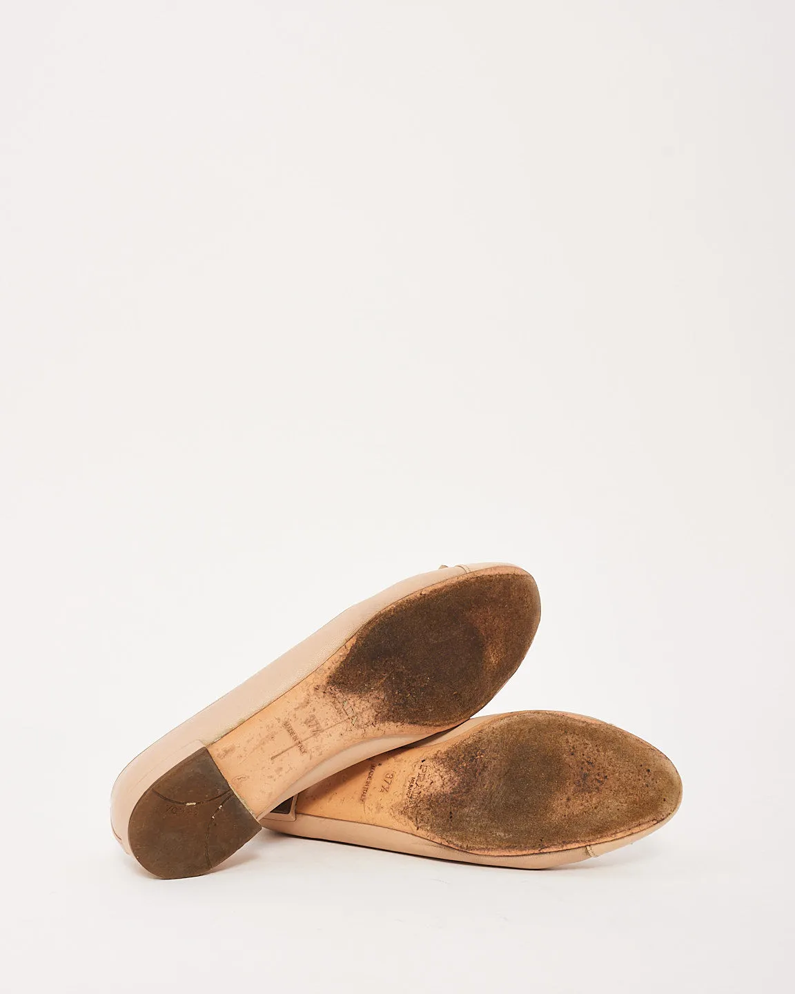 Prada Nude Nappa Leather Ballerina Flats - 37.5