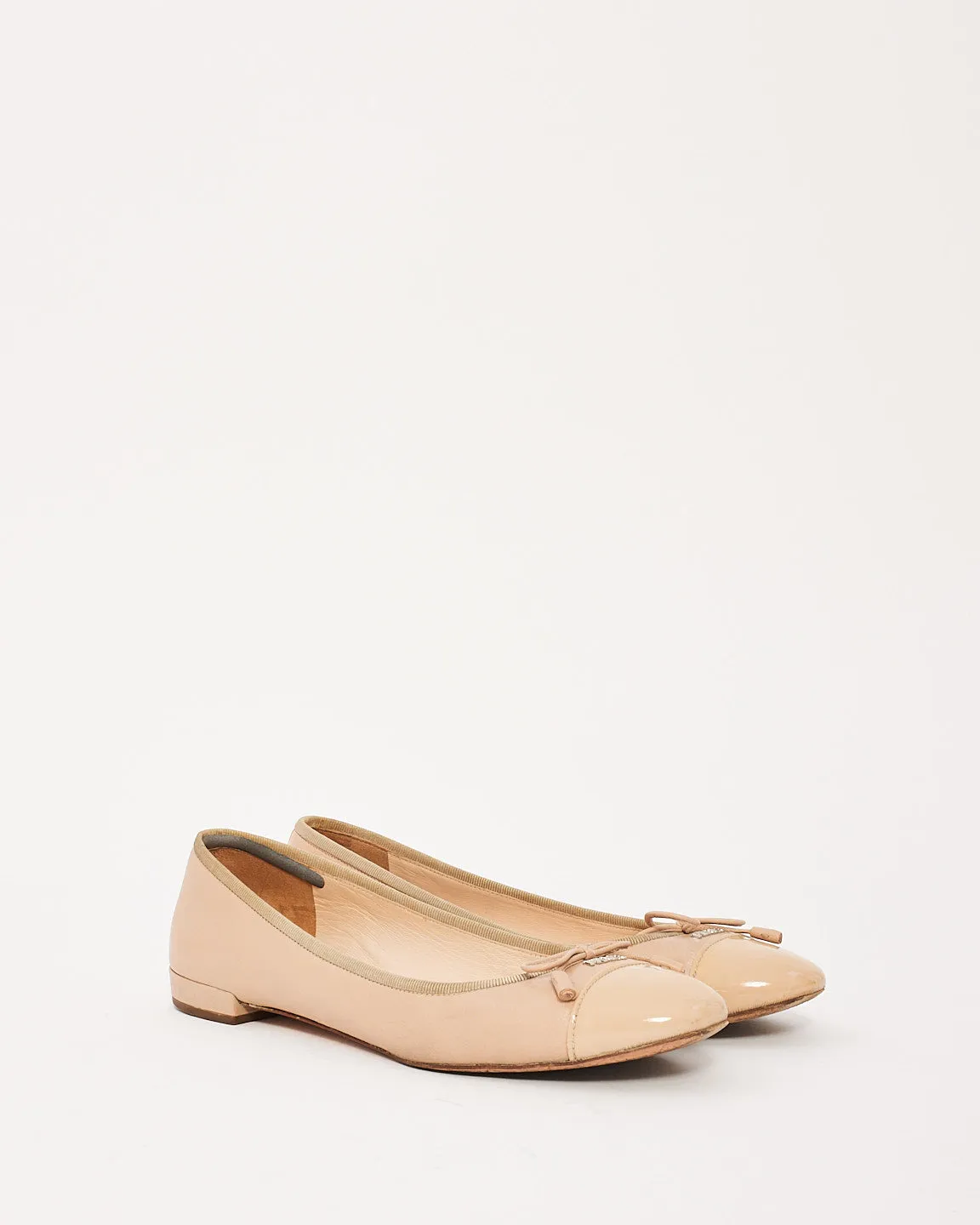 Prada Nude Nappa Leather Ballerina Flats - 37.5