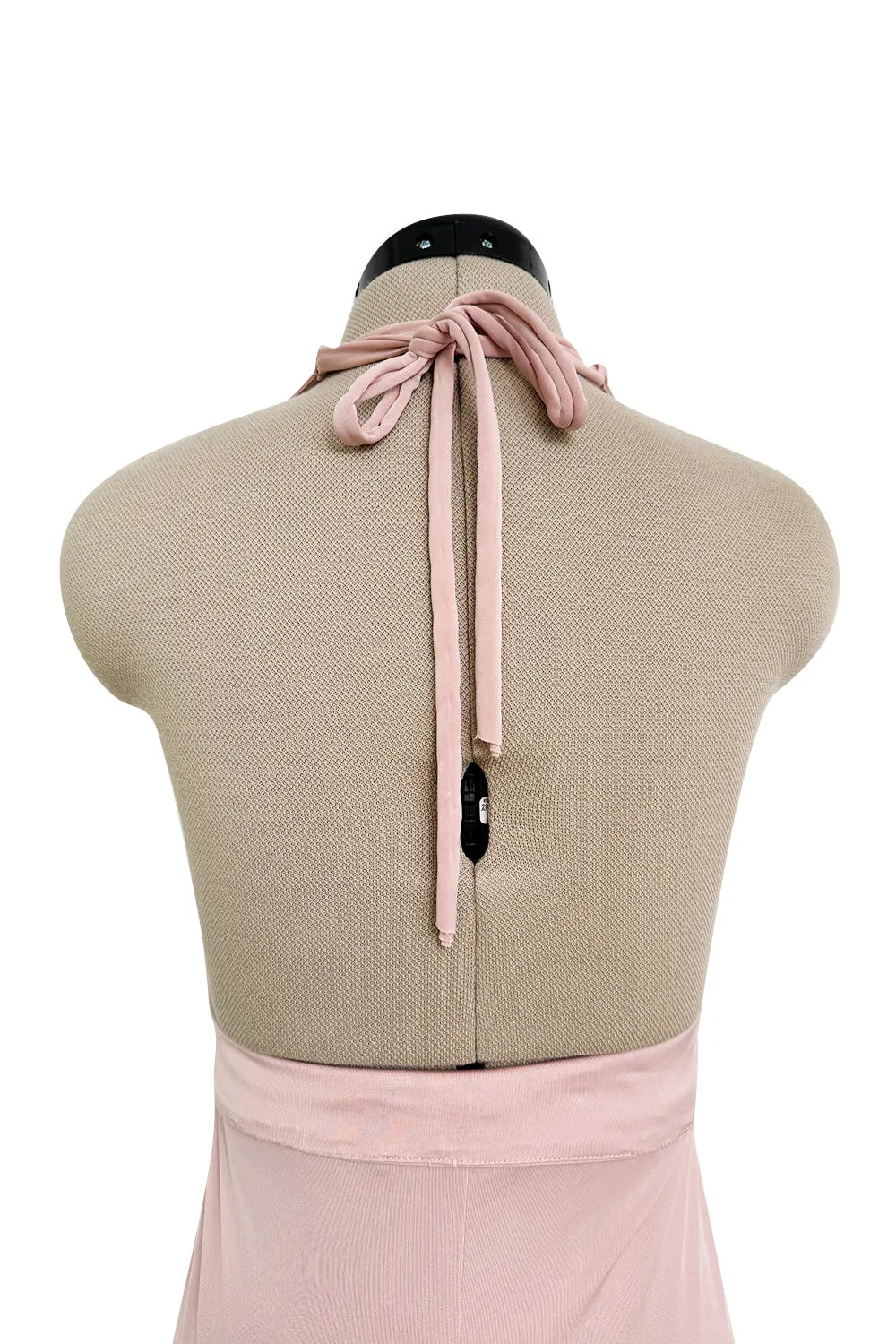 Prettiest 2000s Gianni Versace Pale Dusty Pink Plunge Stretch Jersey Halter Dress w Open Back