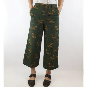 Princess Highway green wide leg pants with horse print size 8