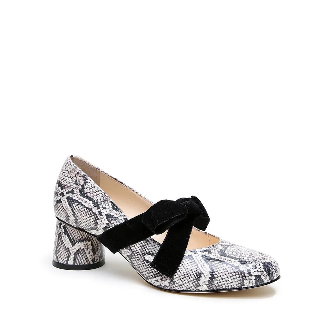 Python Ballet Pump   Black Velvet Marie Strap