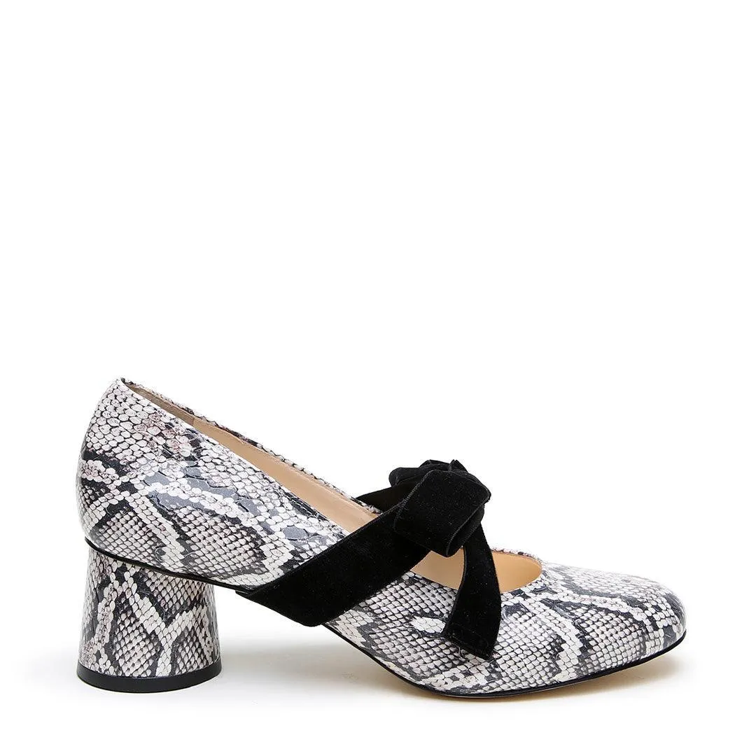 Python Ballet Pump   Black Velvet Marie Strap