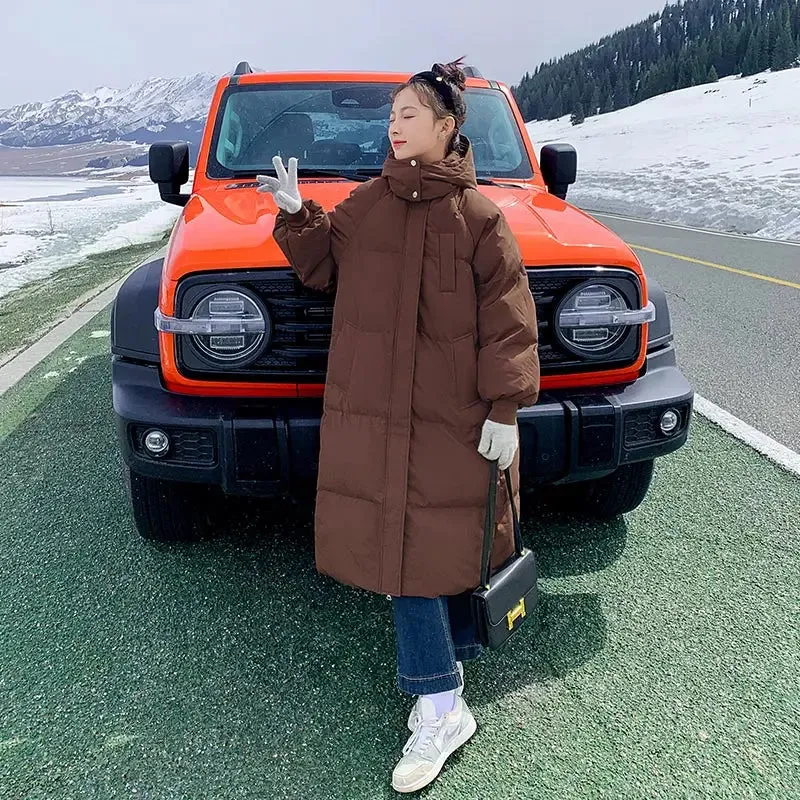 Quilted Winter Coat for Women Extra-Long Coat with Hood Thick Warm Padded Loose Winter Coat