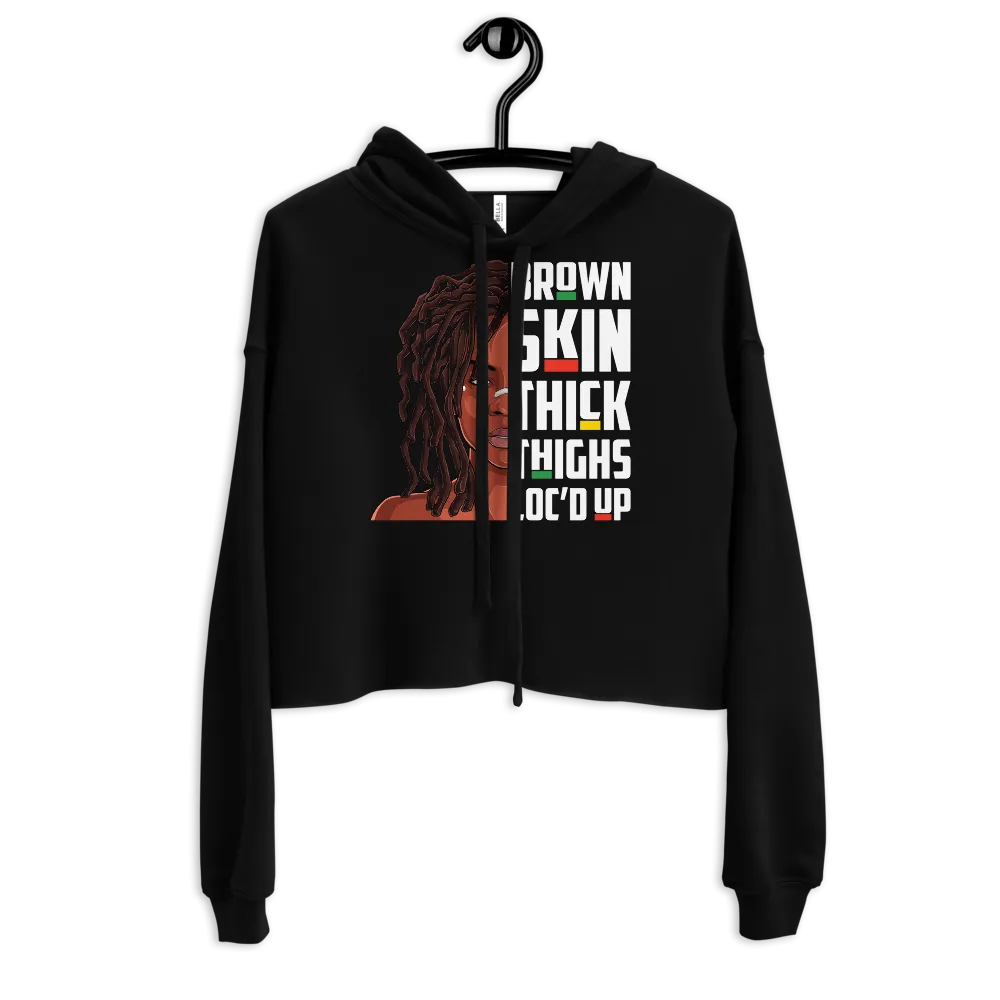 "BROWN & THICK" Afro Crop Premium Hoodie