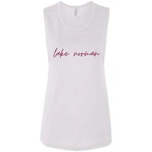 "Lake Norman- BURGUNDY" Ladies Flowy Muscle Tank
