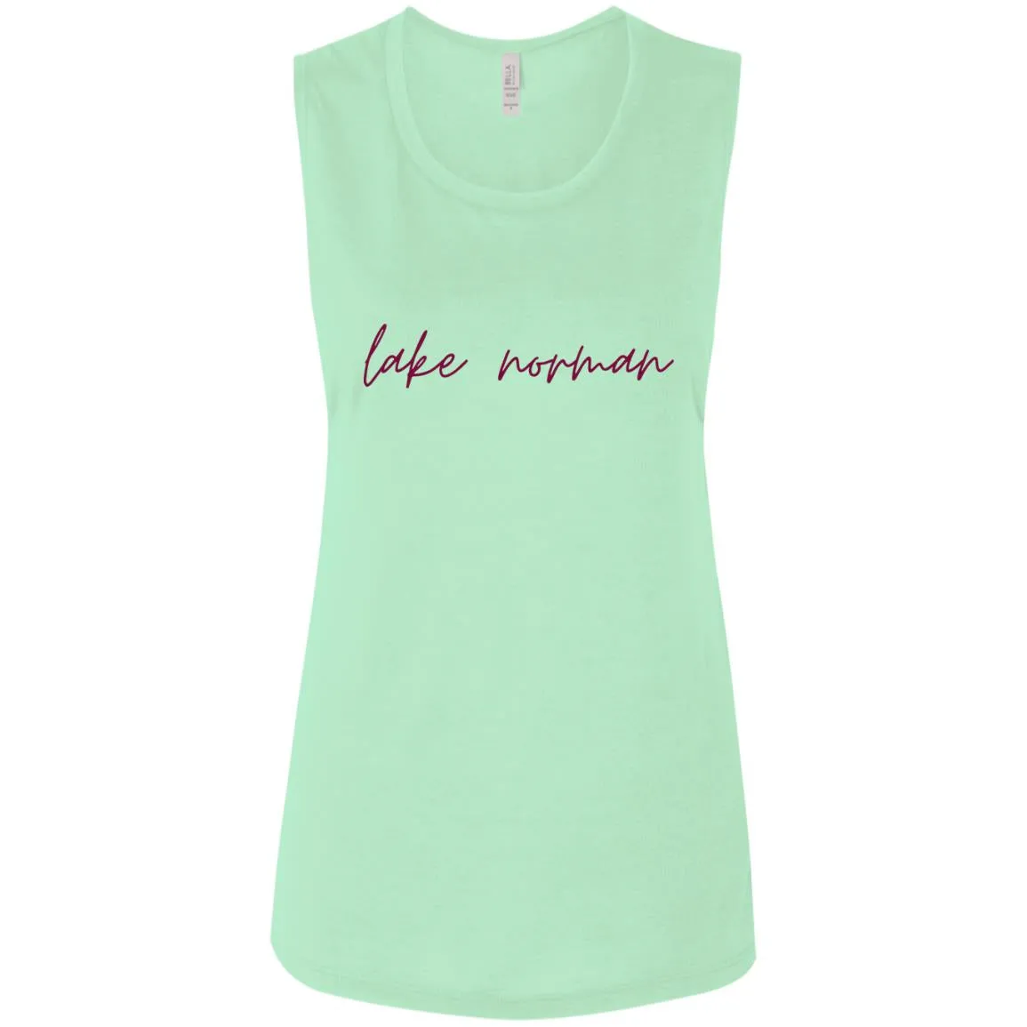 "Lake Norman- BURGUNDY" Ladies Flowy Muscle Tank