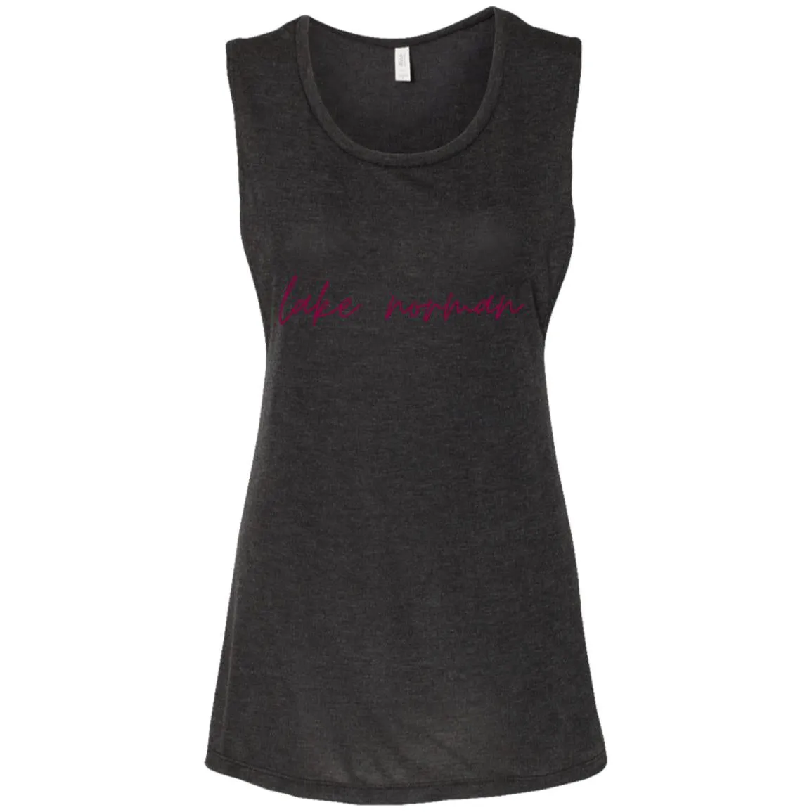 "Lake Norman- BURGUNDY" Ladies Flowy Muscle Tank