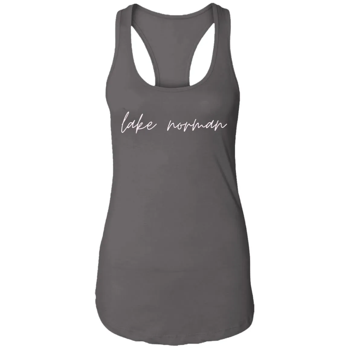 "Lake Norman- PINK" Ladies Ideal Racerback Tank