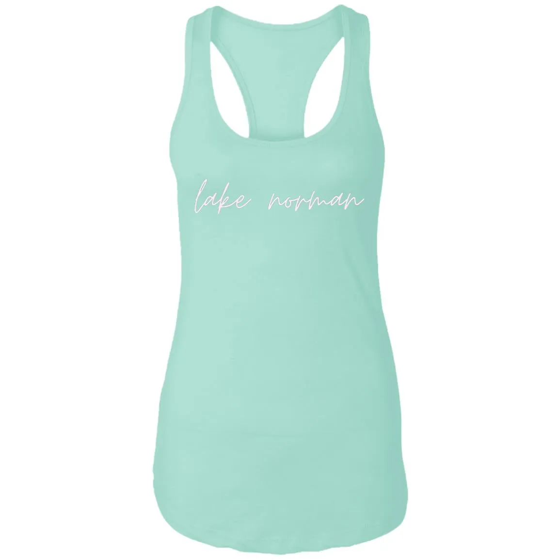 "Lake Norman- PINK" Ladies Ideal Racerback Tank
