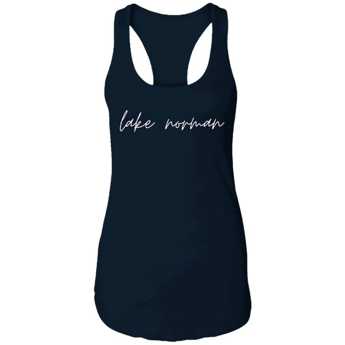 "Lake Norman- PINK" Ladies Ideal Racerback Tank