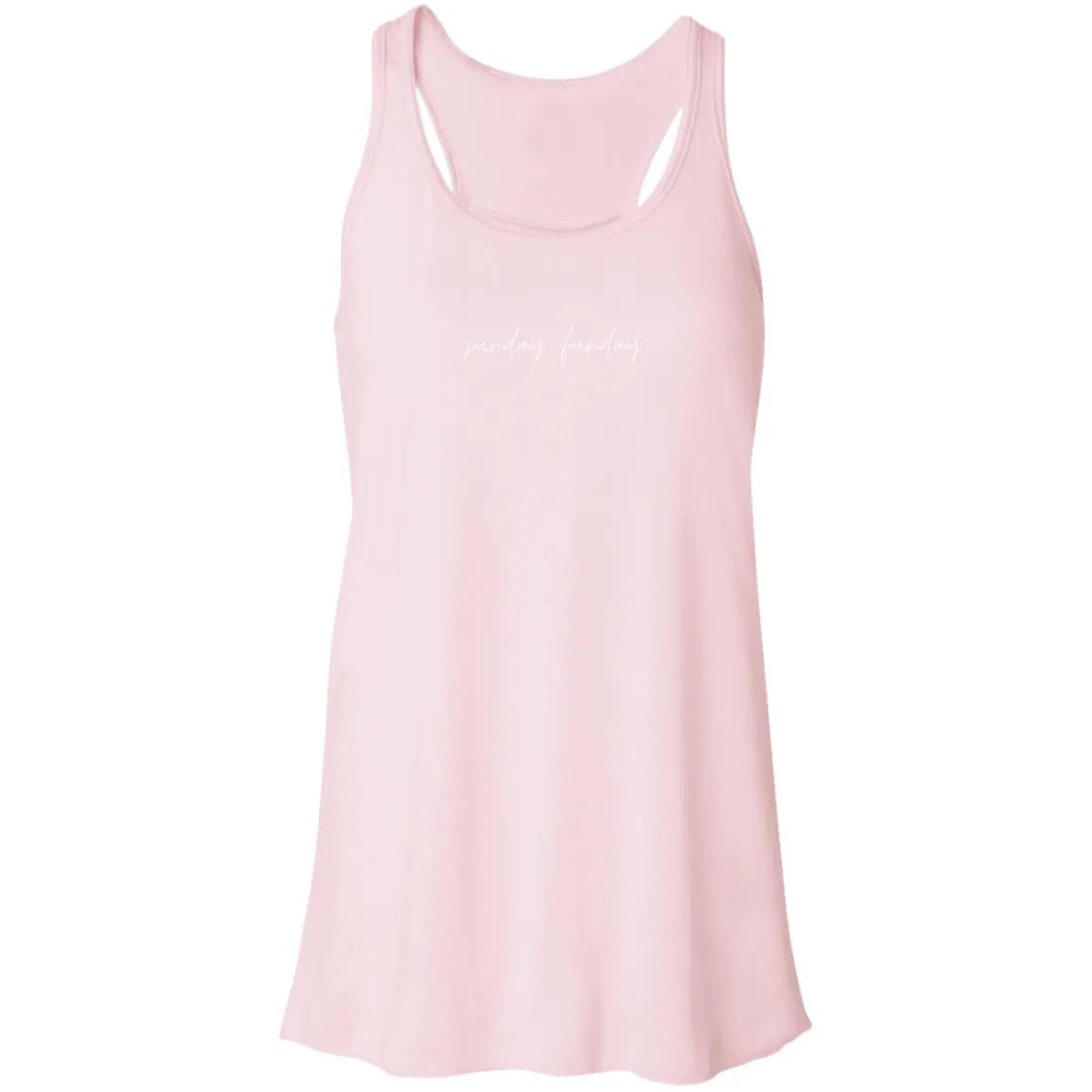 "Sunday Funday- WHITE" Flowy Racerback Tank