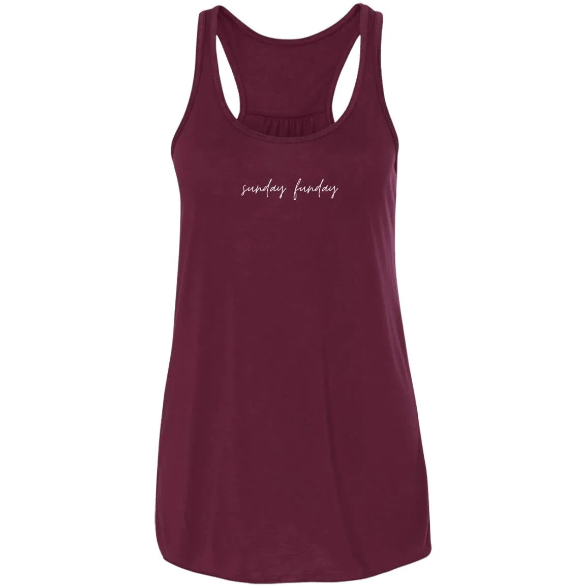 "Sunday Funday- WHITE" Flowy Racerback Tank