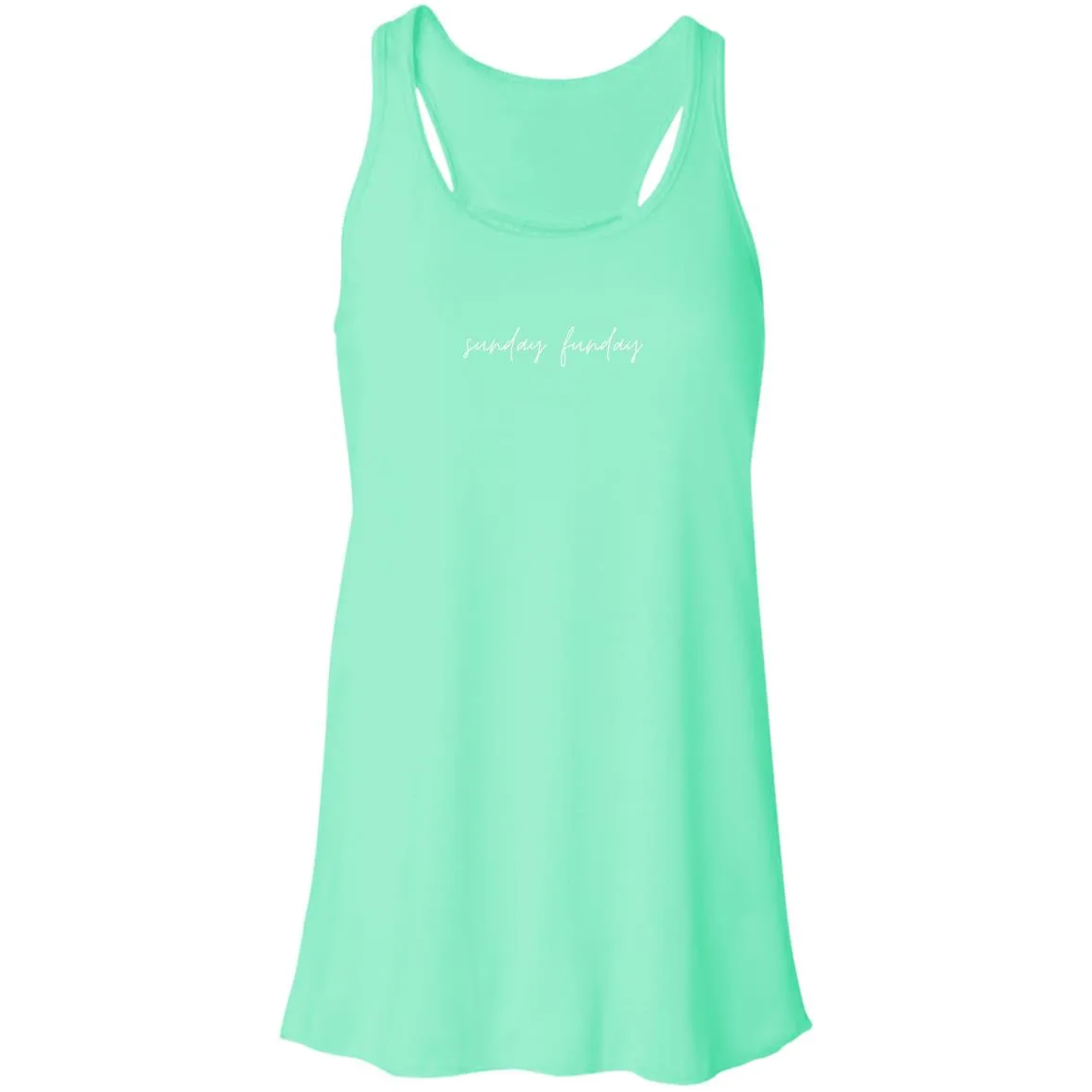 "Sunday Funday- WHITE" Flowy Racerback Tank