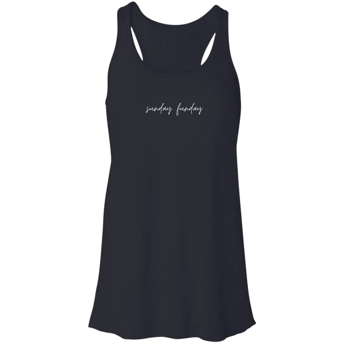 "Sunday Funday- WHITE" Flowy Racerback Tank