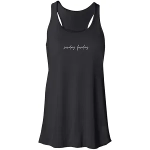 "Sunday Funday- WHITE" Flowy Racerback Tank
