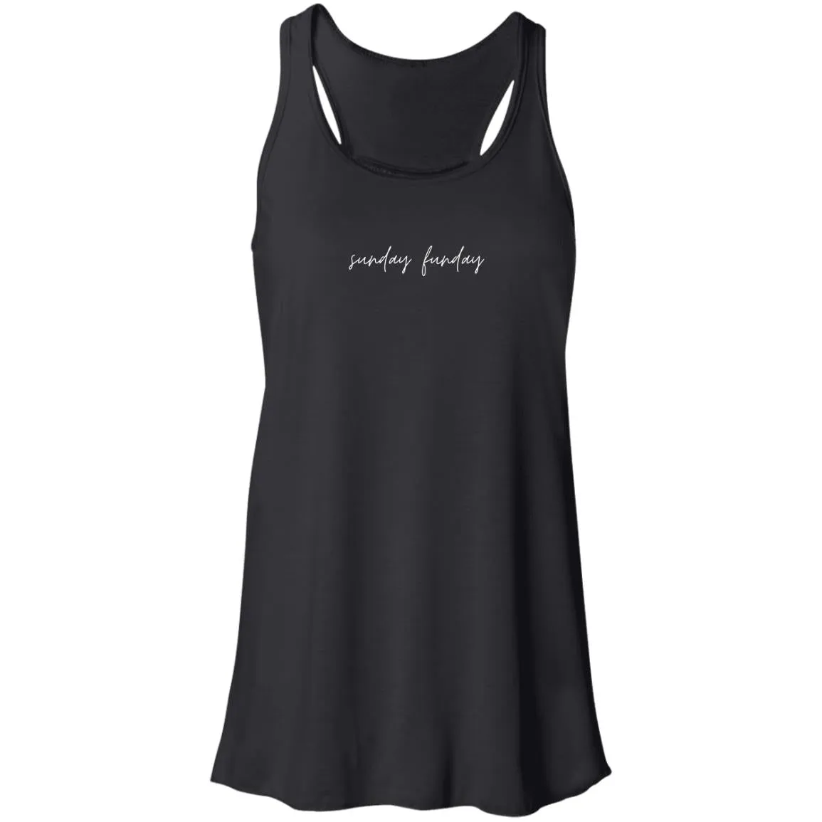 "Sunday Funday- WHITE" Flowy Racerback Tank