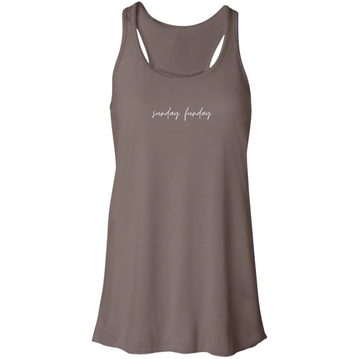 "Sunday Funday- WHITE" Flowy Racerback Tank