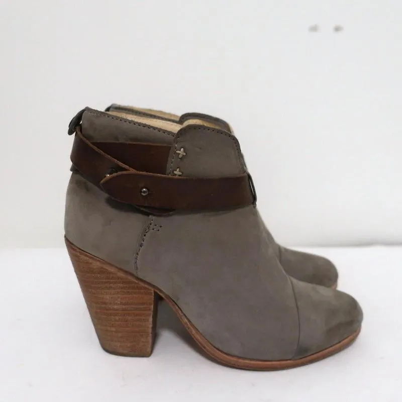 Rag & Bone Harrow Ankle Boots Gray Suede & Brown Leather Size 35