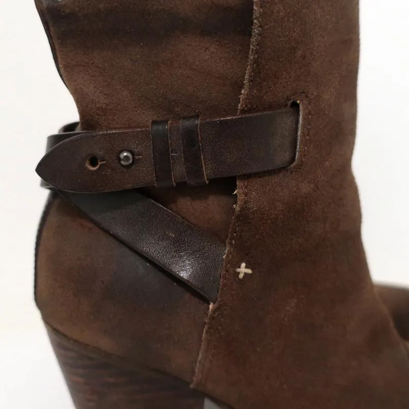 Rag & Bone Kinsey Ankle Boots Brown Suede & Leather Size 38 High Heel