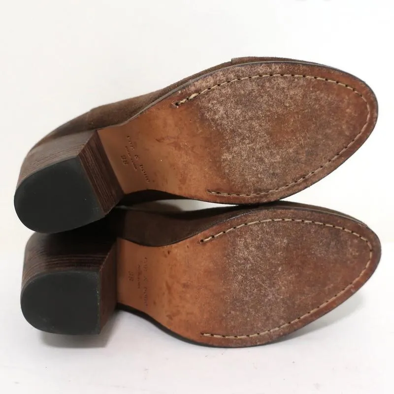 Rag & Bone Kinsey Ankle Boots Brown Suede & Leather Size 38 High Heel