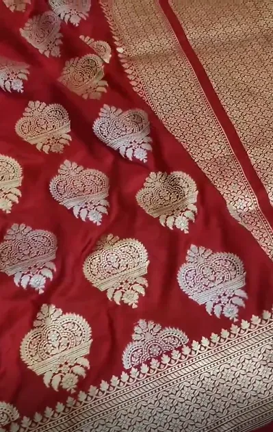 Raveena Tandon Exclusive New Banarasi Pure Katan Red Silk Saree