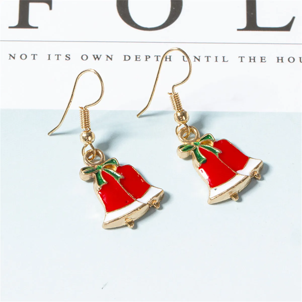 Red & Green Bow Bells Pendant Necklace Set