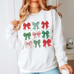 Red & Green Christmas Bow Collage Sweatshirt