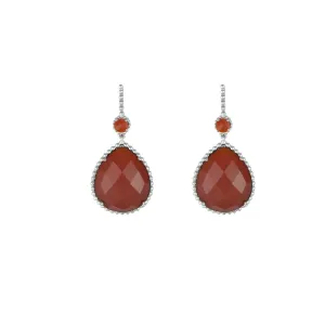 Red Carnelian Dangle Fashion Earrings In Sterling Silver