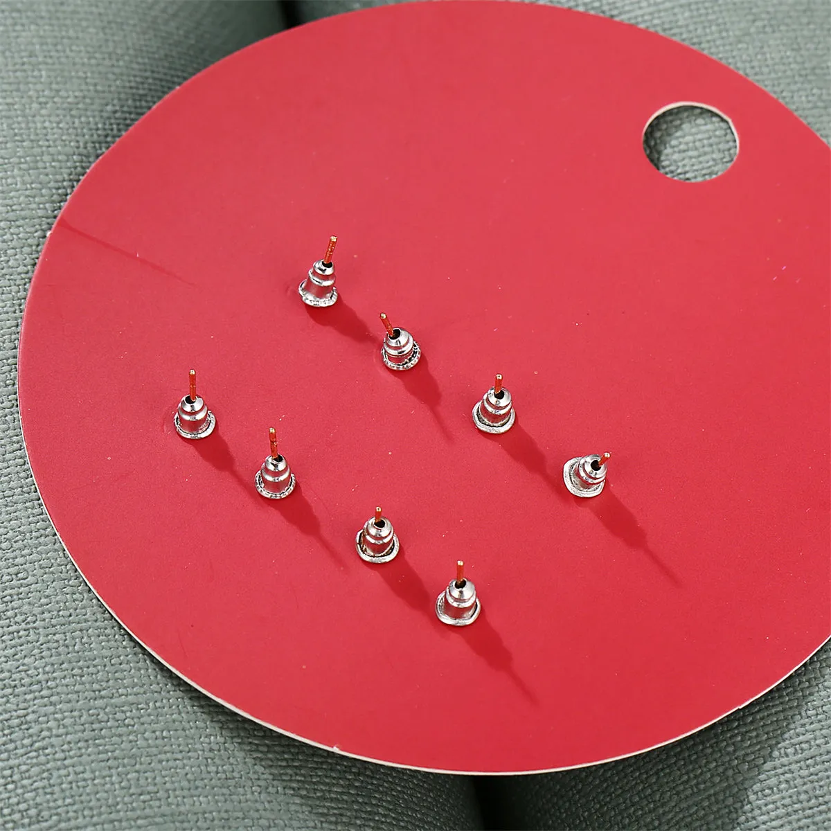 Red Enamel & Cubic Zirconia Reindeer Christmas Tree Stud Earrings Set