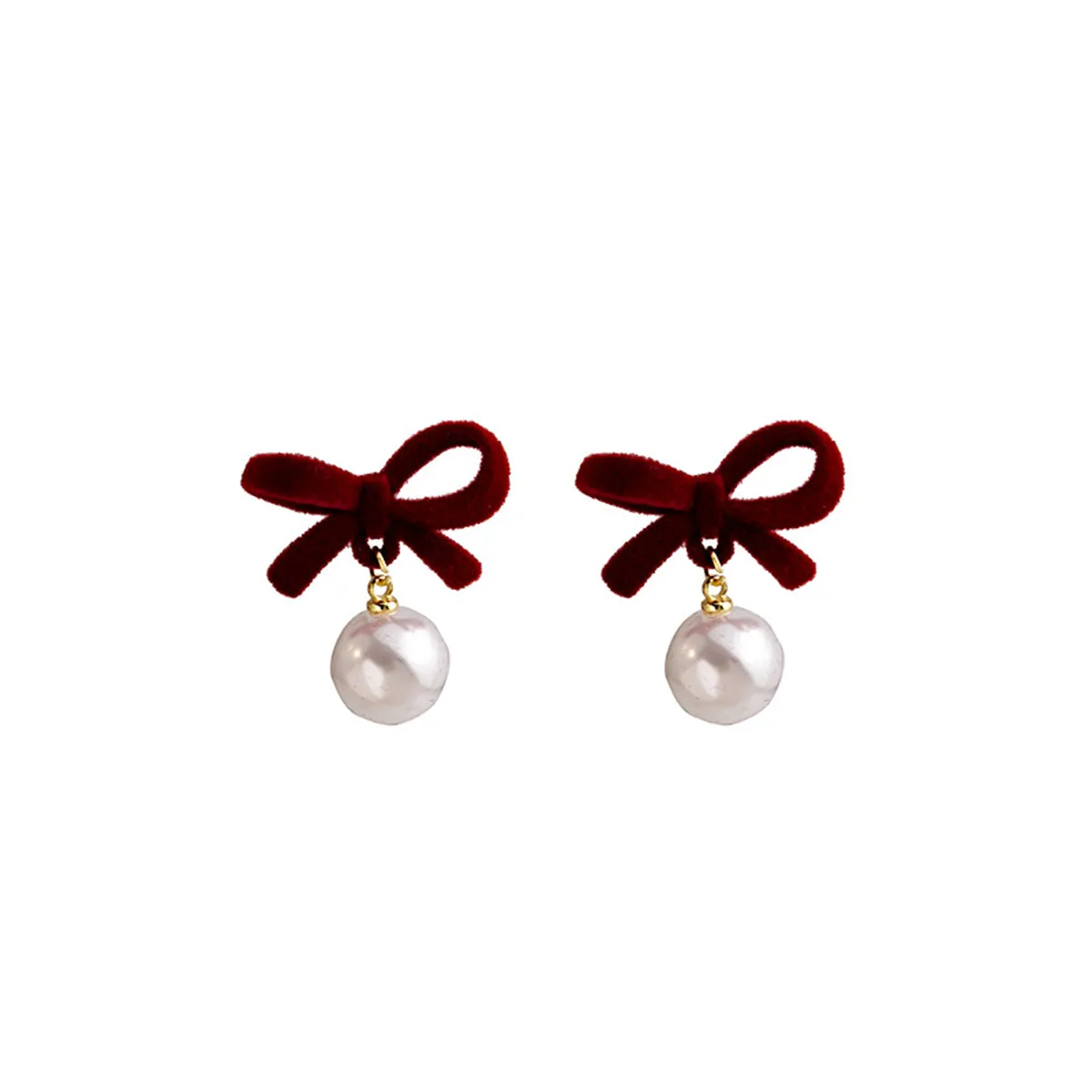 Red Nylon & Pearl 18K Gold-Plated Bow Drop Earrings