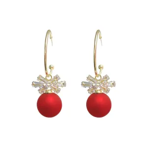 Red Resin & Clear Crystal Bow Drop Earrings