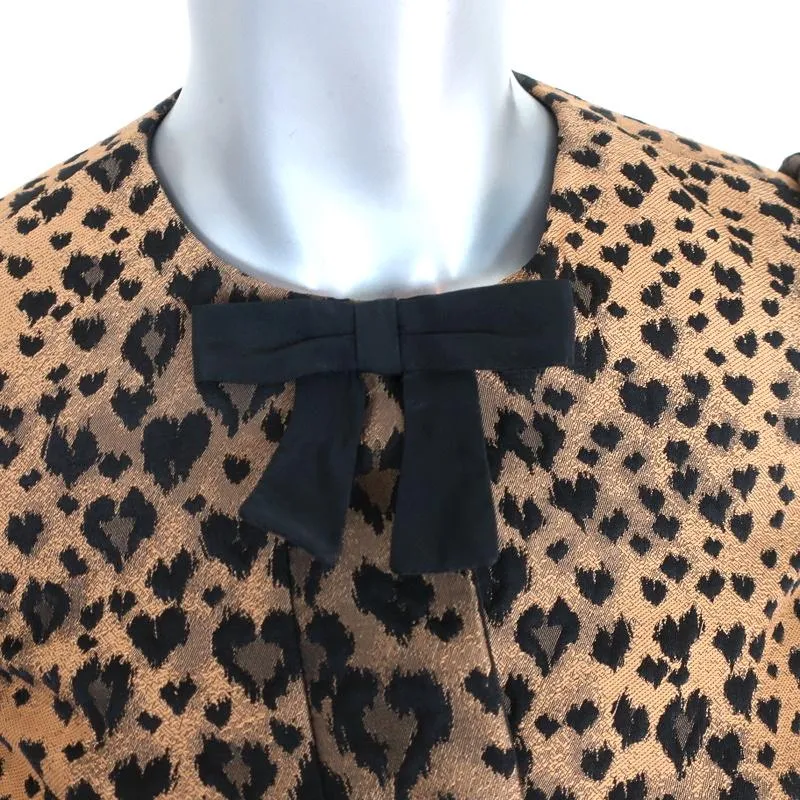 RED Valentino Coat Leopard Jacquard Size 38 Bow-Embellished Jacket