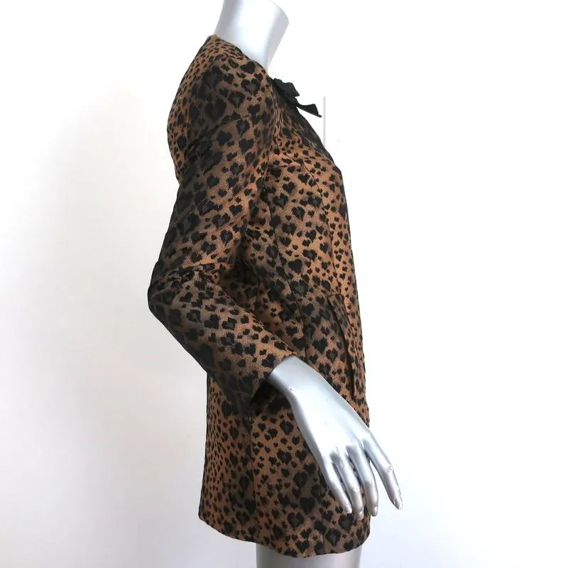 RED Valentino Coat Leopard Jacquard Size 38 Bow-Embellished Jacket