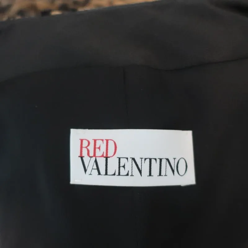 RED Valentino Coat Leopard Jacquard Size 38 Bow-Embellished Jacket
