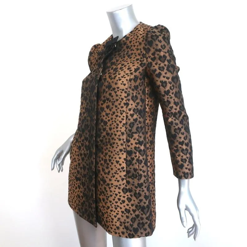 RED Valentino Coat Leopard Jacquard Size 38 Bow-Embellished Jacket