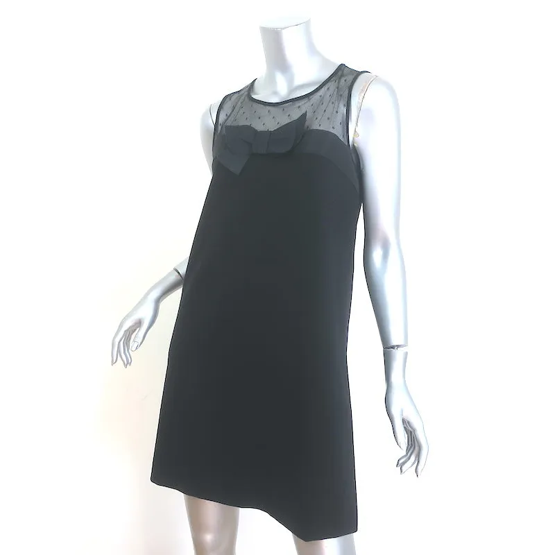 RED Valentino Point d'Esprit Yoke Bow Mini DressBlack Stretch Jersey Size Large