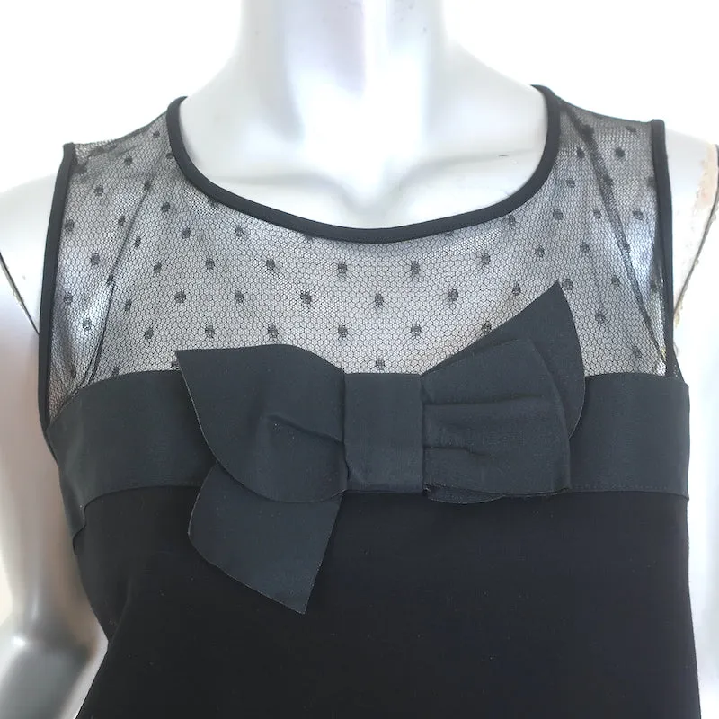 RED Valentino Point d'Esprit Yoke Bow Mini DressBlack Stretch Jersey Size Large
