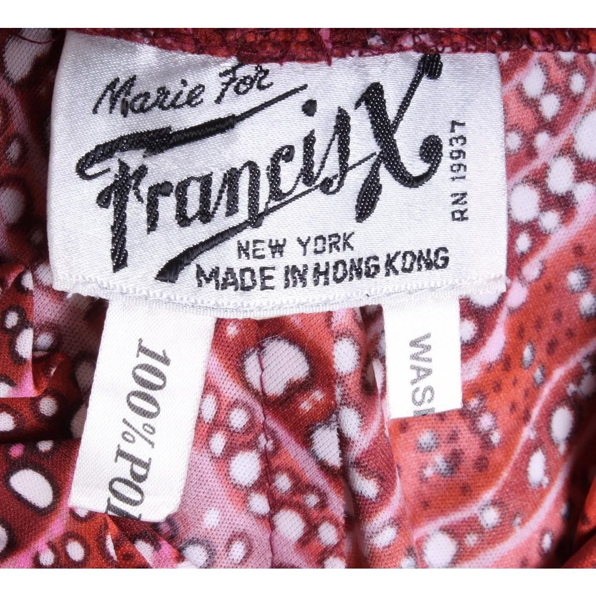 Retro vtg 1970s Francis X Shirt Dress M/L Pink Red Bubbles Neck Bow Polyester