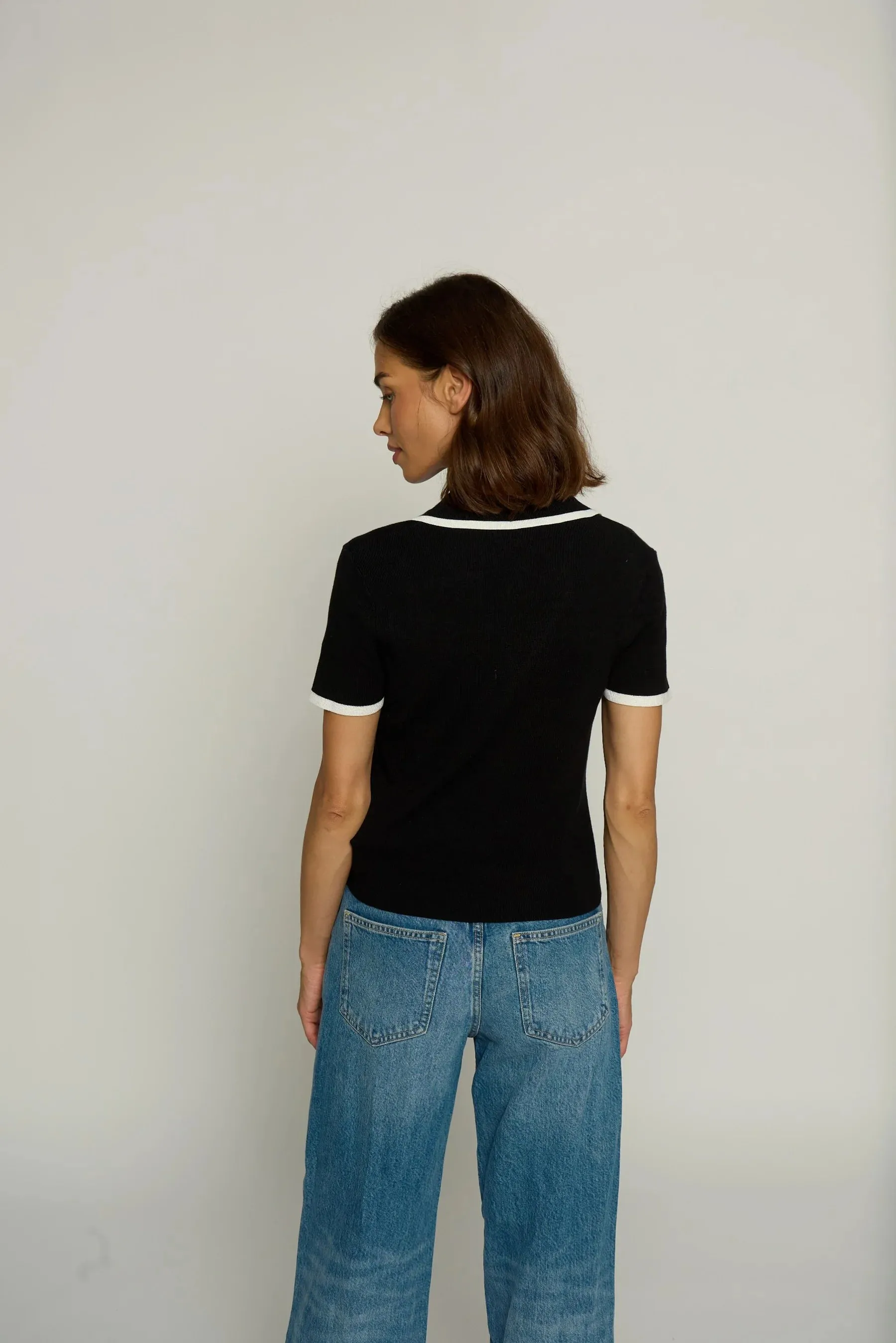 RIBBED POLO WITH TIPPING