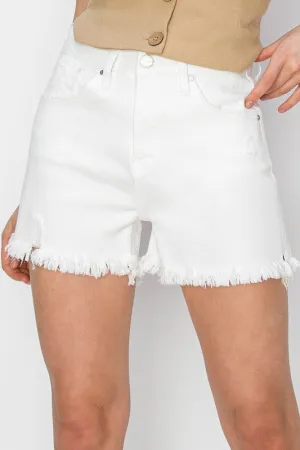 Risen Jeans High Rise Tummy Control Side Slit Shorts