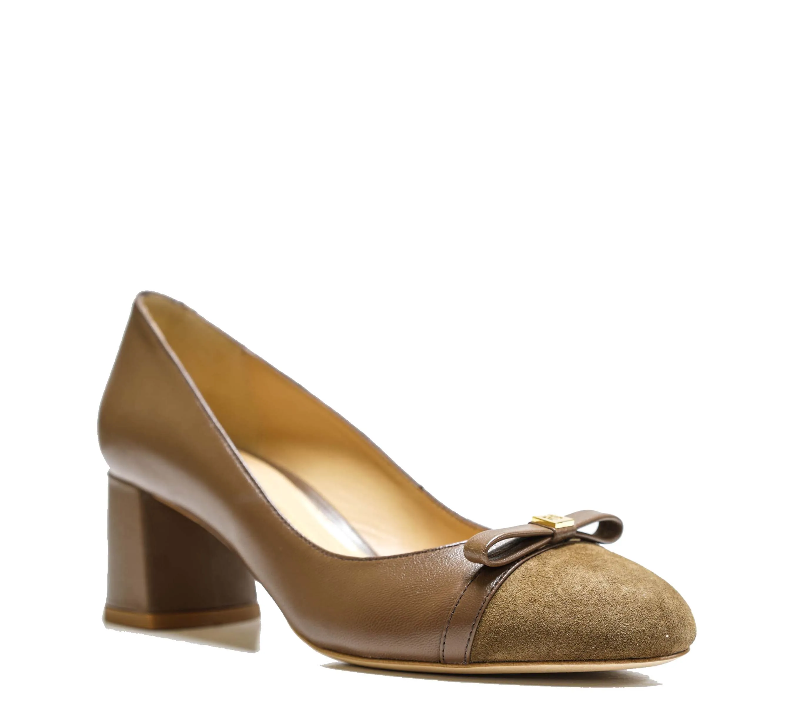 Roberto Serpentini Women's Tan Leather & Suede Bow Shoe 25164