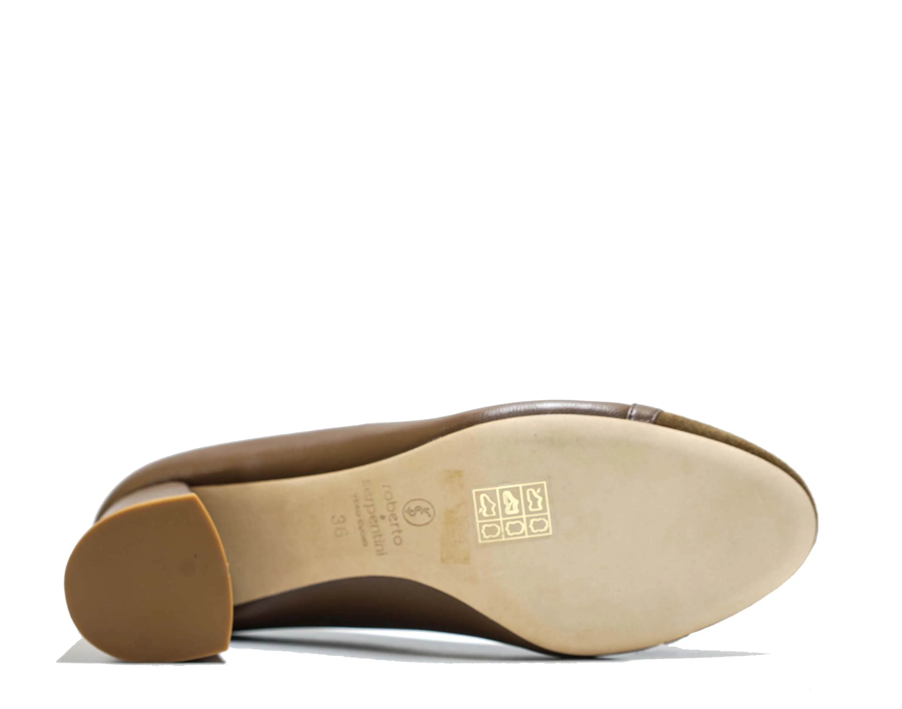 Roberto Serpentini Women's Tan Leather & Suede Bow Shoe 25164